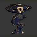 Futuristic Blue And Gold Armored Robot Character For Sci Fi Games And Movies