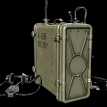 Industrial Military Communication Equipment With Open Case Antennas Control Panel And Headphones
