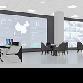 Monitoring Room With Large Screen Data Charts China Map Surveillance Screens And Work Tables