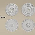 Poliform Carved Elegant Circular Decorative Medallions Four Piece Set With Intricate Patterns