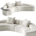 Modern Curved Cream Fabric Sofa With Decorative Pillows And Comfortable Design