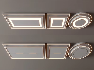 Modern Ceiling Lights With Rectangular Square Round Shapes And LED Light Strips For Home Interior 3d model