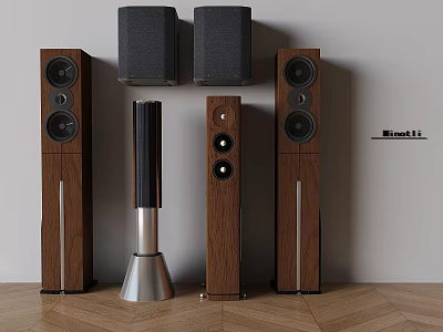Modern Wooden Audio Speakers With Tower And Bookshelf Designs For Home Use 3d model