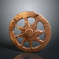 Shiny Copper Gear Mechanical Equipment With Star Shaped Design And Toothed Edge