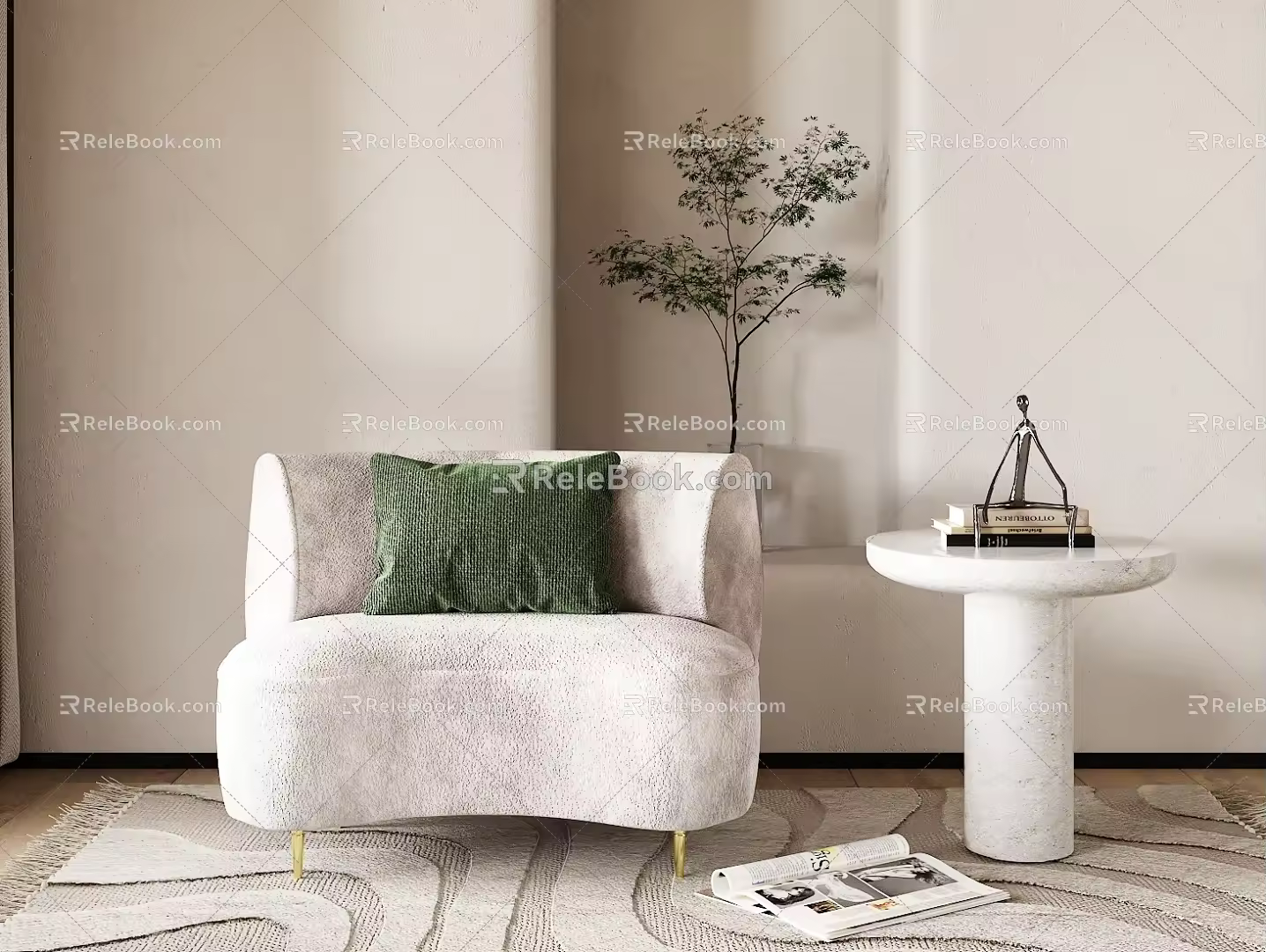 Modern Single Sofa Leisure Chair 3d model