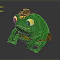 Green Frog Adventurer Plush Toy Character with Brown Hat Yellow Eyes Belt and Backpack