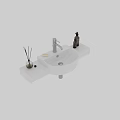 White Wall Mounted Washbasin With Silver Faucet And Aromatherapy Diffuser On Countertop 3d model
