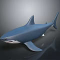 Realistic Blue Shark Model With Dark Gray Background And Reflection
