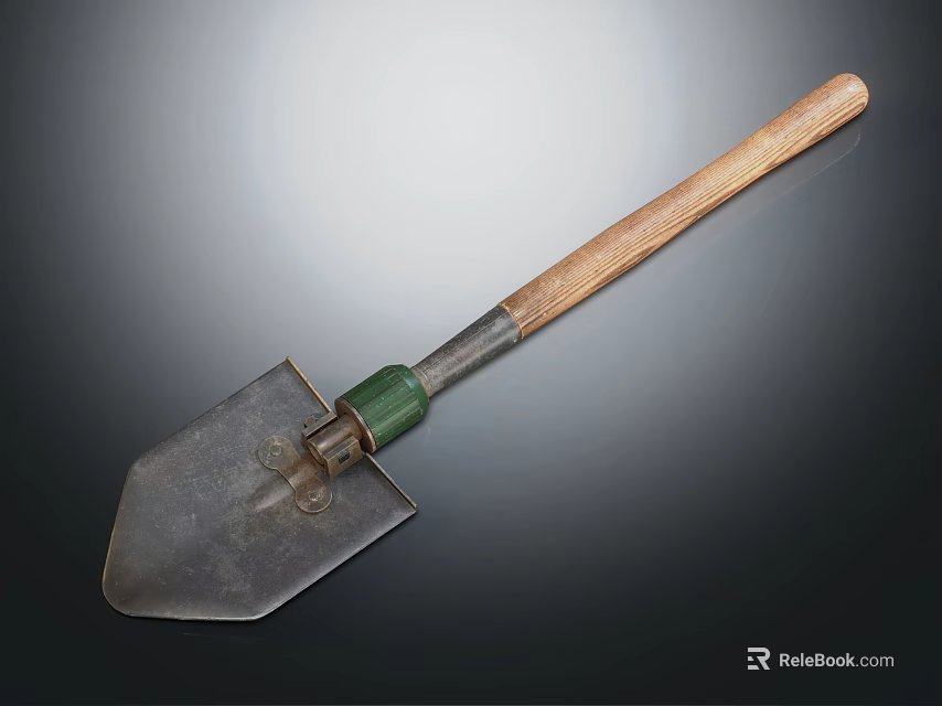 Agricultural Equipment Shovel With Wooden Handle And Metal Blade For Farming Work 3d model 