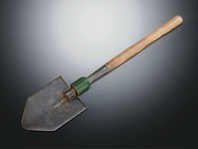 Agricultural Equipment Shovel With Wooden Handle And Metal Blade For Farming Work 3d model