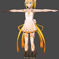 Game Movie Character White Dress With Orange Ribbons Leg Straps Brown Boots Ankle Flower