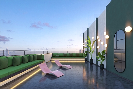 Light Luxury Simple Modern Outdoor Roof Balcony 3d model