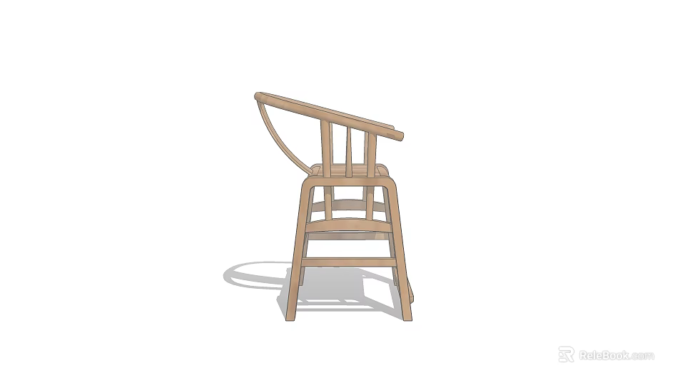 Wooden Leisure Chair With Simple Design Curved Backrest And Sturdy Structure 3d model 
