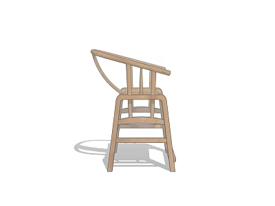 Wooden Leisure Chair With Simple Design Curved Backrest And Sturdy Structure 3d model