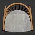 Elegant Light Wood Leisure Chair With Curved Slat Back Curved Armrests And Gray Padded Seat