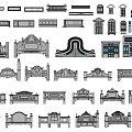 New Chinese-style component Republic of China door head building component 3d model