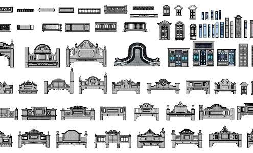 New Chinese-style component Republic of China door head building component 3d model