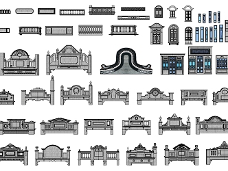 New Chinese-style component Republic of China door head building component 3d model