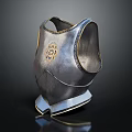 Shiny Medieval Armor Breastplate With Metallic Surface And Golden Ornament