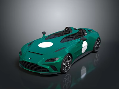 Green Modern Convertible Sports Car With Open Top And White Circular Accents 3d model