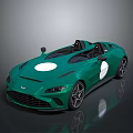 Green Modern Convertible Sports Car With Open Top And White Circular Accents