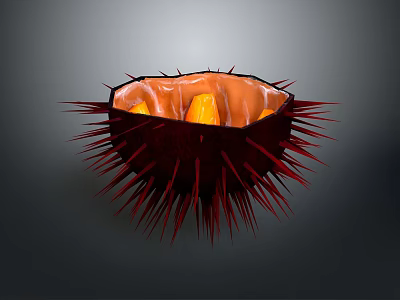 Fresh Sea Urchin With Spiny Exterior And Orange Edible Roe As Seafood 3d model