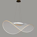Modern Wave Shaped White Chandelier With Ribbed Texture And Soft Lighting 3d model