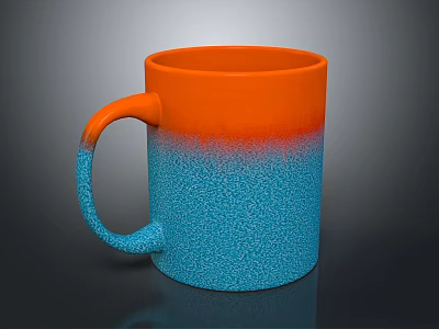 Orange To Blue Gradient Mug With Speckled Texture On Dark Background 3d model