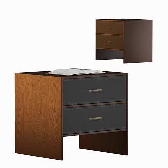 Modern solid wood bedside table 3d model