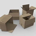 Different Sizes Open And Closed Corrugated Cardboard Boxes For Packaging And Storage