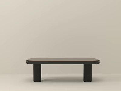 Modern Minimalist Dark Side Table With Cylindrical Legs And Long Sleek Tabletop 3d model
