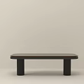 Modern Minimalist Dark Side Table With Cylindrical Legs And Long Sleek Tabletop 3d model