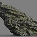 Large Natural Stone Rock With Rough Texture And Green Moss For Decoration