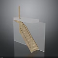 Wooden Staircase Design With White Platform And Glass Railing Interior