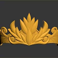 Golden Metallic Crown With Leaf Decorations Curved Patterns Shiny Surface And Elegant Design 3d model