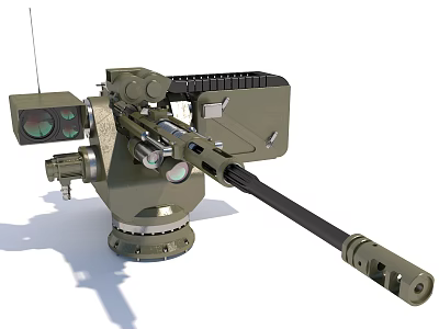 Military Automatic Weapon With Telescopic Sight Mount And Ammunition Box 3d model