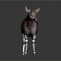 3D Rendered Okapi Character With Reddish Brown Body And Striped Legs