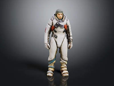 Game Movie Character Astronaut in White Spacesuit with Helmet and Gear Details 3D Rendered 3d model