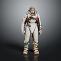 Game Movie Character Astronaut in White Spacesuit with Helmet and Gear Details 3D Rendered