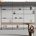Modern Metal Frame Shelf Unit with Multiple Shelves for Books Decorative Bowls and Storage