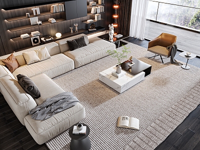 Modern sofa coffee table combination model