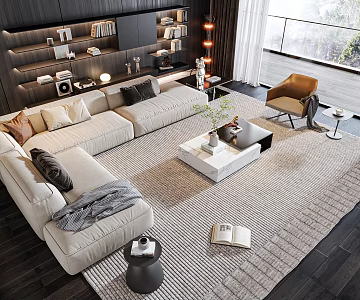 Modern sofa coffee table combination 3d model