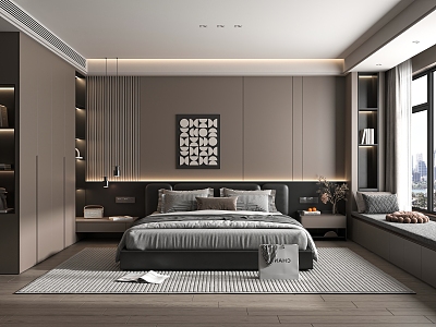 Italian Bedroom Master Bedroom Double Bed 3d model