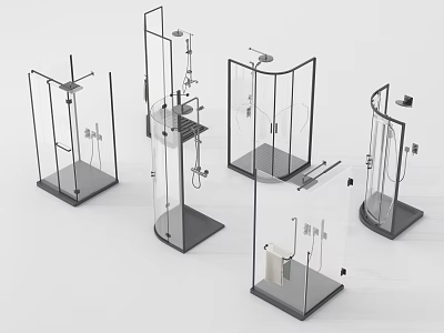 Modern Shower Systems With Glass Enclosure And Multiple Spray Functions 3d model
