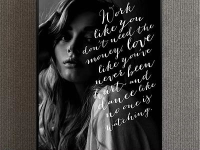 Elegant Female Portrait Painting with Inspirational English Quote 3d model