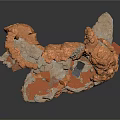 Stratified Rock Layer Model With Orange Red Layers And Irregular Rock Blocks