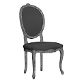 Elegant Vintage Gray Velvet Dining Chair Featuring Silver Metal Frame And Carved Legs