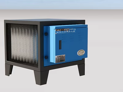 Canteen Air Purifier With Blue Black Design Filter System And Control Panel 3d model