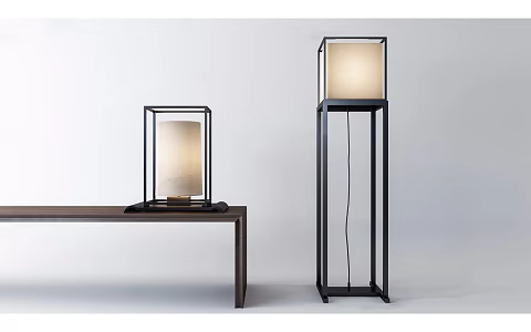 New Chinese-style Lamps Combined Metal Floor Lamp 3d model