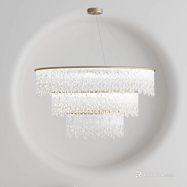 Elegant Modern Multi layer Crystal Chandelier With Round Design For Interior Decor 3d model